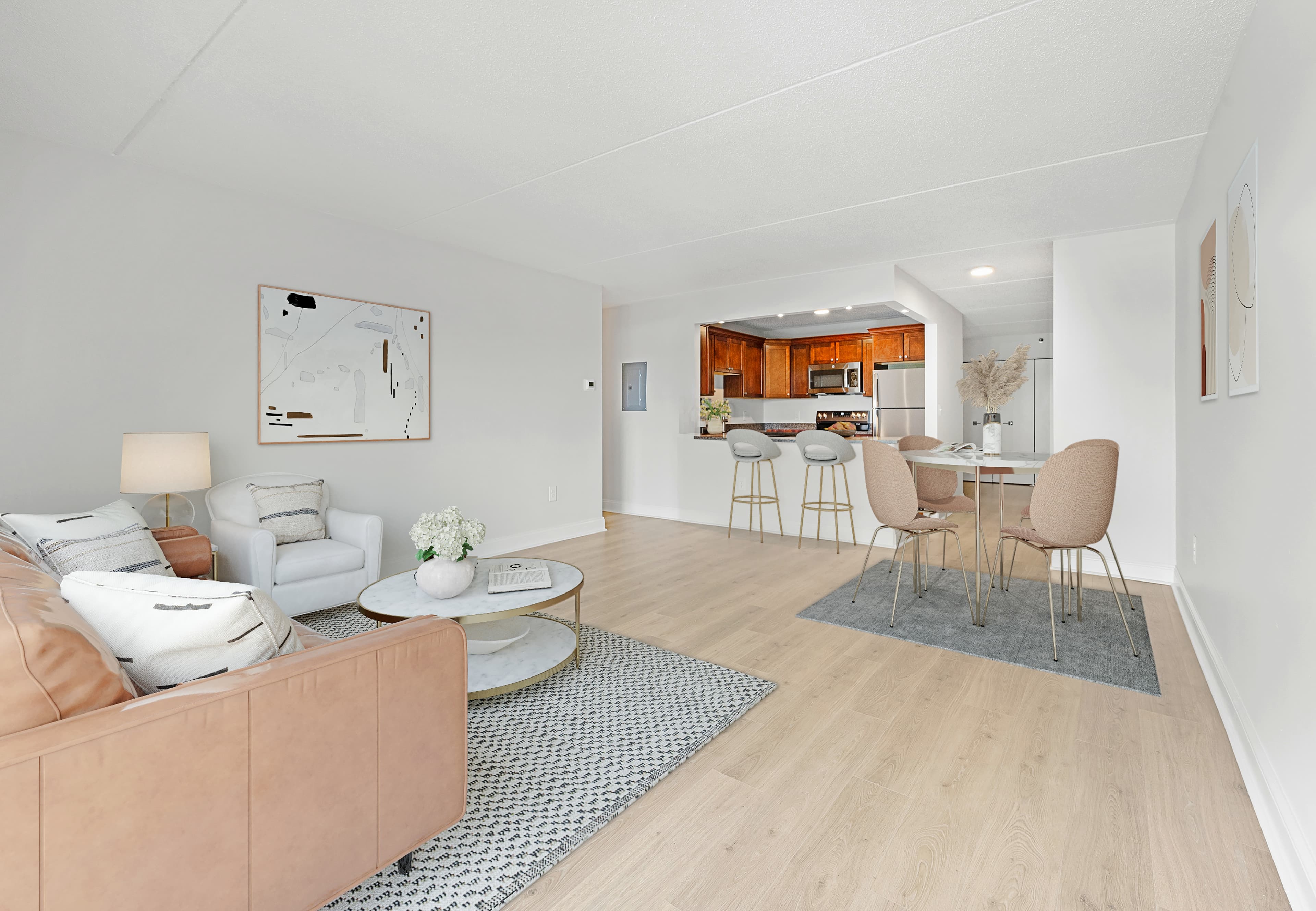 Open concept living and dining area